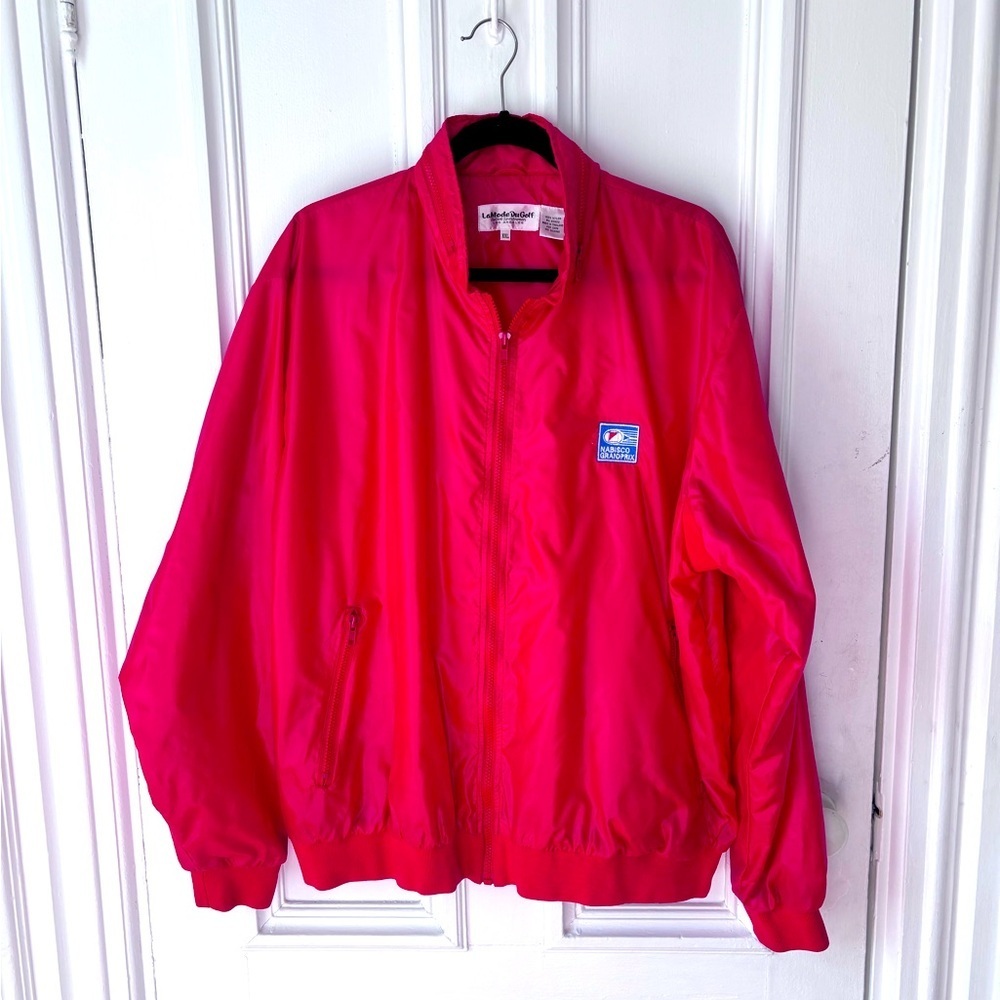 Men’s La Mode Du Golf Vintage 80’s Nabisco Grand Prix Red Nylon Zip Performance